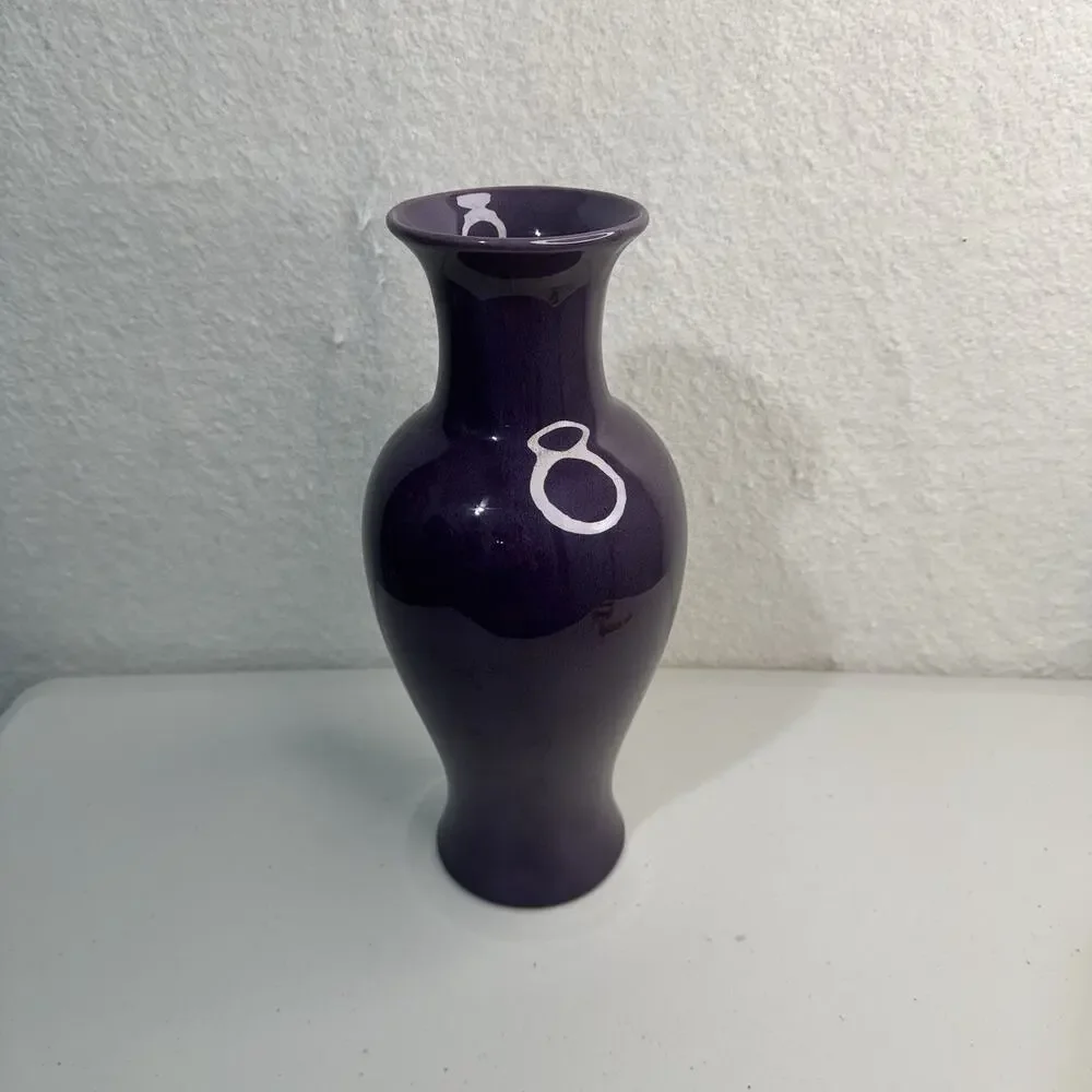 VTG Royal Haegar USA Deep Purple Eggplant Aubergine Glaze Vase Baluster 13” Tall